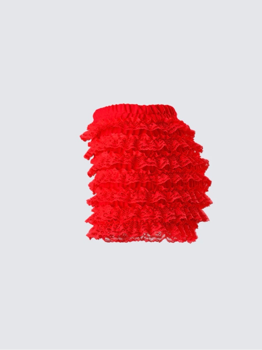 Finesse Red Lace Ruffle Shorts - Picture 4 of 6